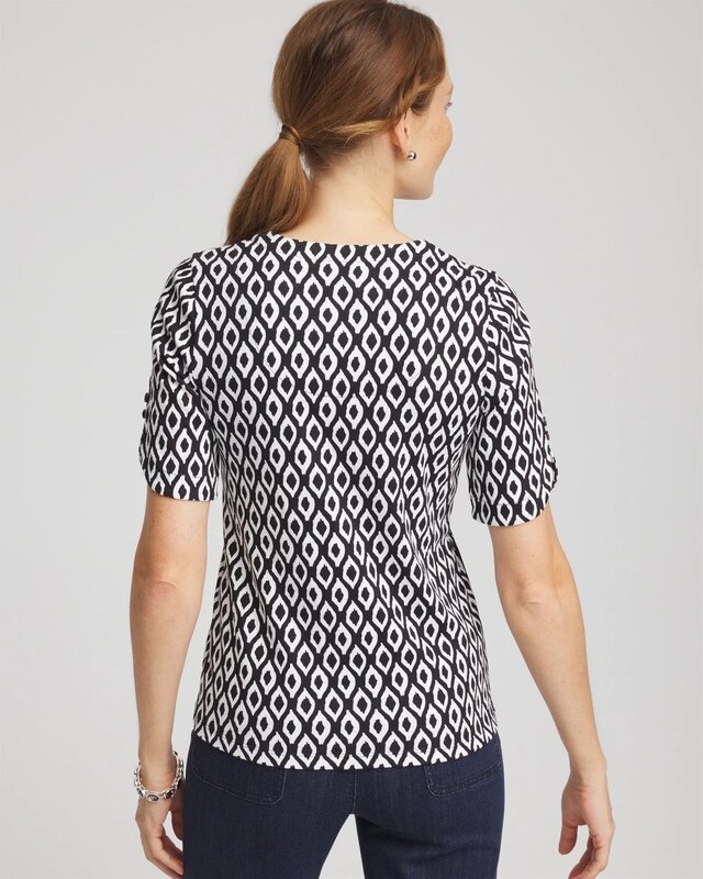 Printed Pima Elbow Sleeve Tee - image 3